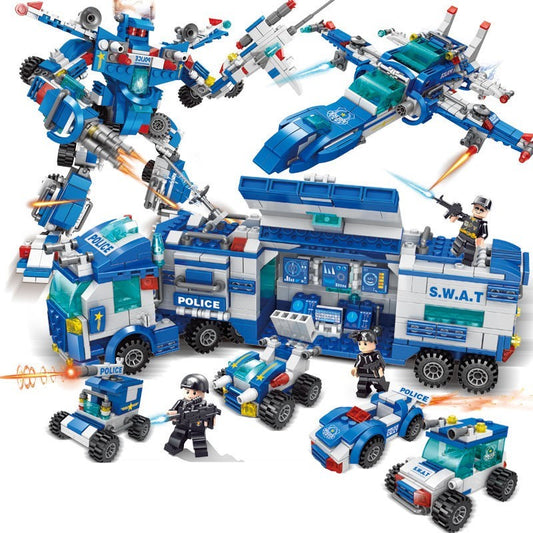 Assembling police city boy toys