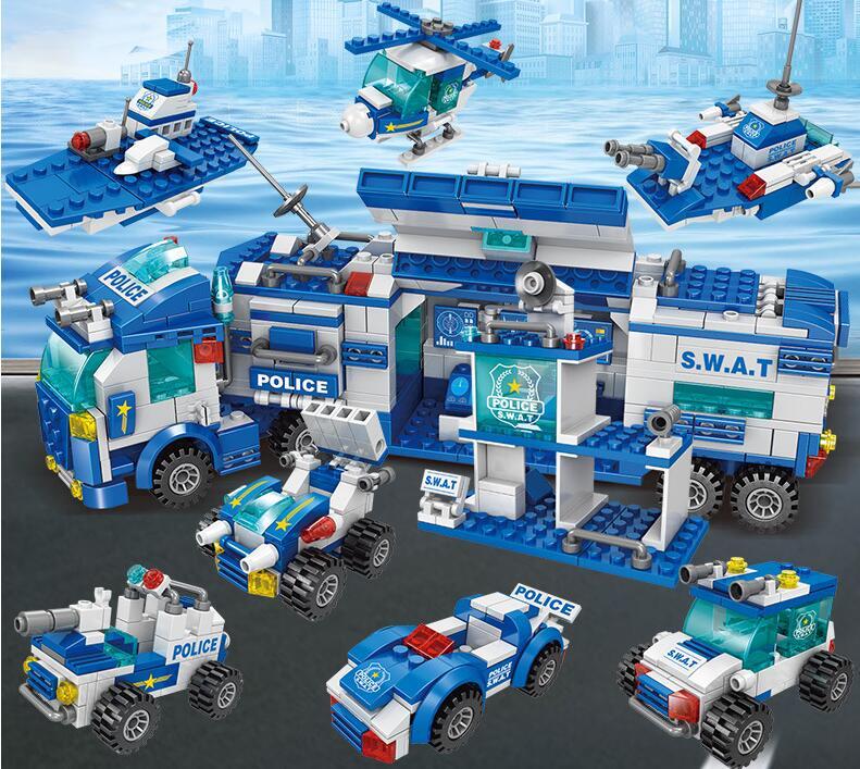 Assembling police city boy toys