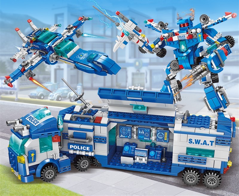 Assembling police city boy toys