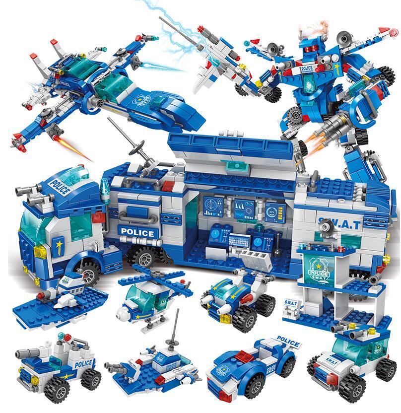 Assembling police city boy toys