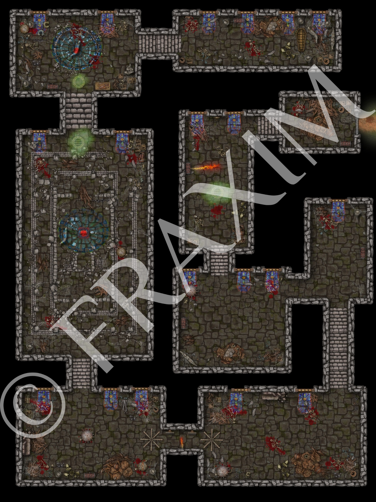 Underground Crypt & Ritual Dungeon | Fantasy VTT Battlemap Bundle